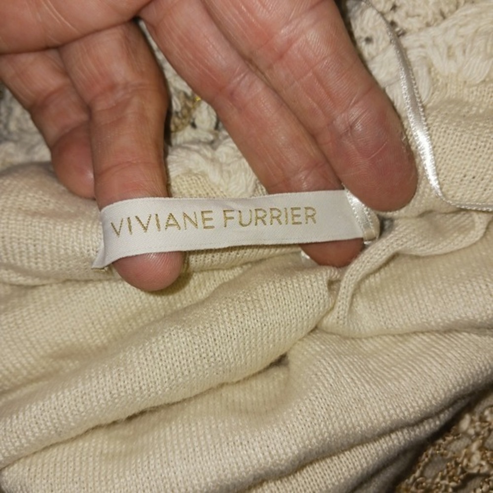 Viviane Furrier Boho Crochet Knit Maxi Dress‎ Metallic Striped Fringed Hem 10 - Picture 12 of 12